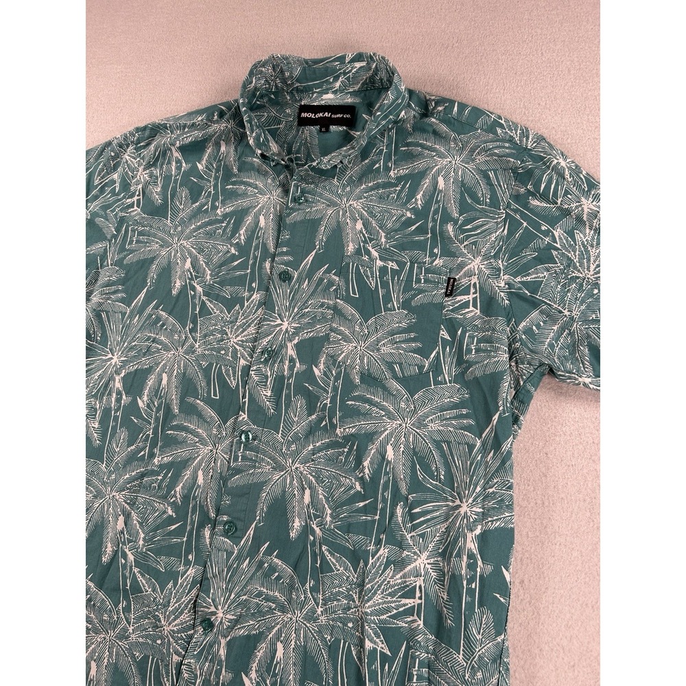 Molokai Surf Co Mens Hawaiian Shirt-XL Extra Large Palm Trees Casual Button-Up